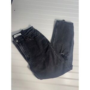Abercrombie & Fitch black ankle distressed straight fit high rise‎ Jeans size 4